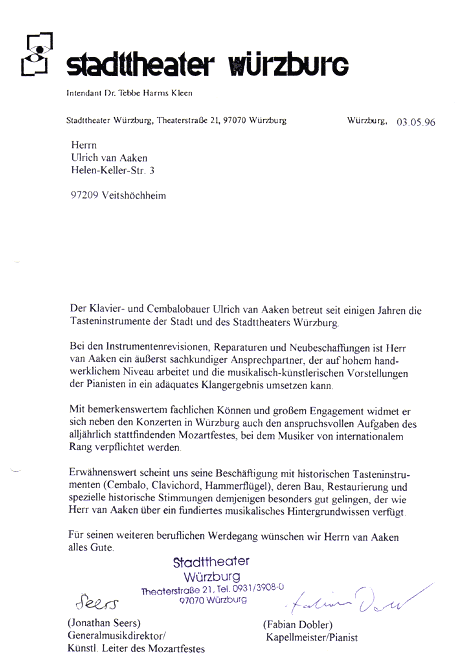 Referenzschreiben als Scan